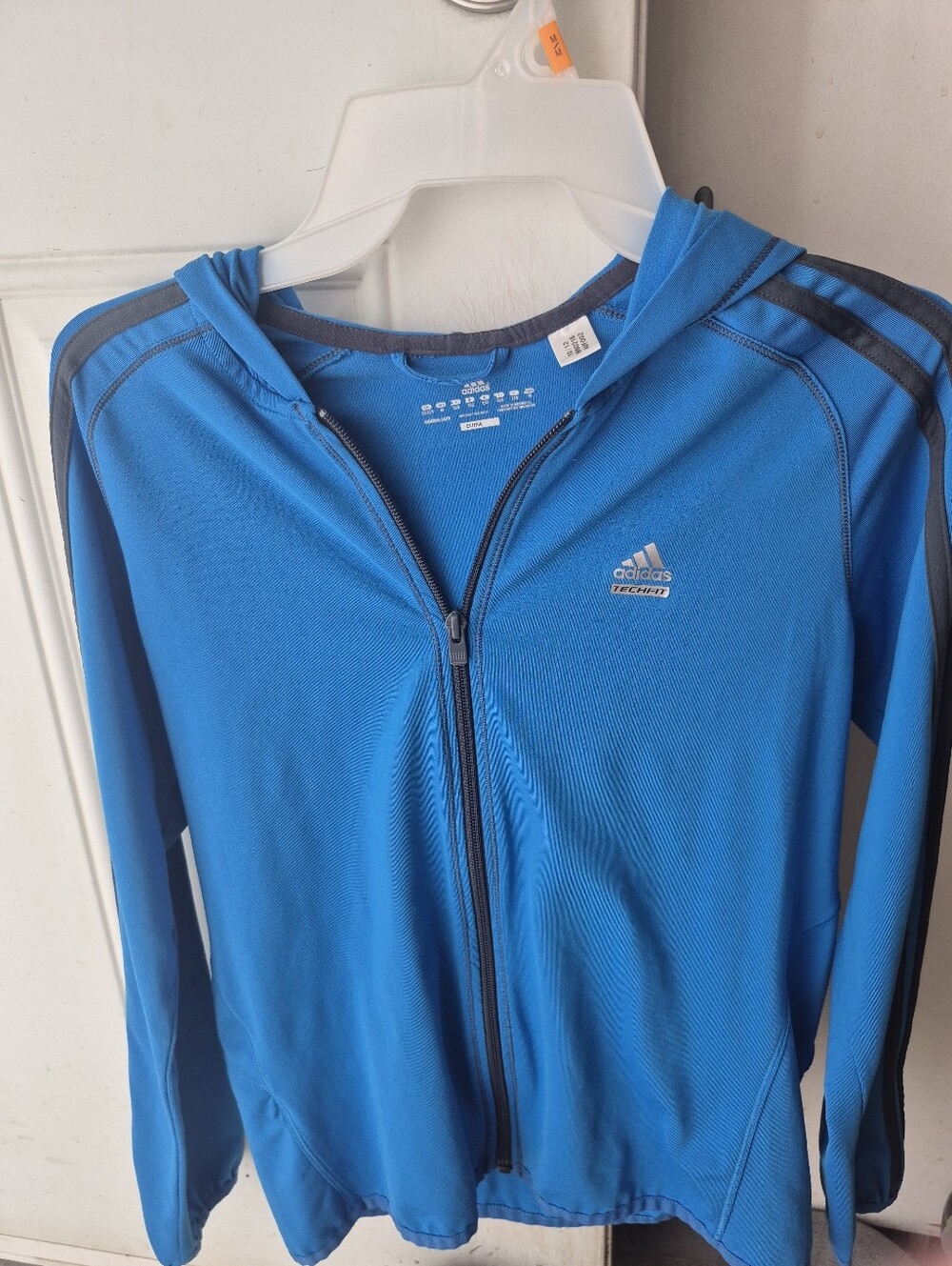 adidas Kids Bright Blue Full-Zip Techfit Hoodie with Dark Trim